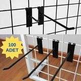 PremiumPort 15 cm Siyah Tel Pano Kancası, 100 Adet Raf ve Stand Askısı - Seçenek 1 - Ahşap