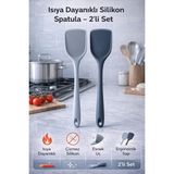 PremiumPort 2 Adet Ekstra Geniş Uçlu Silikon Spatula, Dayanıklı ve Kullanışlı Set - Antrasit - Seçenek 1