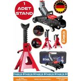 PremiumPort 2 Ton Yatık Araç Kaldırma Krikosu ve Sabit Araç Tutma Standı Seti - Seçenek 1