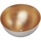 PremiumPort 250 mm Yuvarlak Yarım Küre Abajur Şapkası Beyaz ve Gold Detaylı - Seçenek 1 - Ahşap - Bej - Siyah