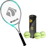 PremiumPort 27 Inç Tek Parça L1 Grip Kort Tenis Raketi ve Top Seti ile Oynamanın Keyfi - Seçenek 1