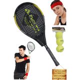 PremiumPort 27 Inç Tenis Raketi Seti, 3 Top, Taşıma Çantası, Havlu, Bileklik ve Saç Bandı - Seçenek 1 - Açık Gri