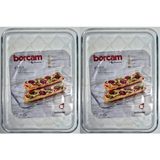PremiumPort 2'li Borcam Tepsi Seti, 1025 Cc, 33,4X24,4X2 Cm, Dayanıklı ve Şık - Seçenek 1 - Ahşap Bej - Siyah