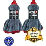 PremiumPort 2’li Süper Emici Mikrofiber Mop Ucu ve Yedek Paspas Havlu Seti - Antrasit - Seçenek 1