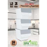 PremiumPort 3 Katlı Tekerlekli Oyuncak ve Erzak Kutusu Mote Organizer - Ahşap - Seçenek 1