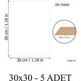 PremiumPort 30X30 cm 3 mm Mdf Plaka Seti, Hobi ve El Sanatları Için Ideal (5'li Paket) - Seçenek 1 - Ahşap - Bej - Siyah