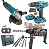 PremiumPort 3'lü Güç Seti: Taşlama, Çift Akülü Matkap ve Hilti Hediye Paket - Seçenek 1