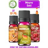PremiumPort 3’lü Meyve Esansiyel Yağ Seti, Oda ve Ortam Kokusu, Aromatik Uçucu Yağ - Ahşap - Seçenek 1