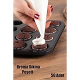 PremiumPort 50 Adet Krema Kek Pasta Süsleme Sıkma Torbası, Pastacılık Malzemeleri - Antrasit