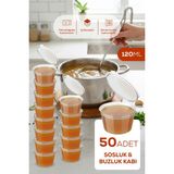 PremiumPort 50'li Saklama Kabı Seti, 120 Ml, Dondurucu ve Buzdolabına Uygun - Ahşap - Seçenek 1