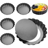 PremiumPort 6 Adet 10 cm Yanmaz Yapışmaz Tart Kalıbı, Taban Kaldırmalı, Kullanışlı Set - Seçenek 1 - Ahşap