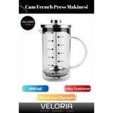 PremiumPort 600 ml Uzun Süre Isı Tutan Süzgeçli Bitki Çayı ve Kahve Demliği - Seçenek 1 - Açık Beyaz - Gri