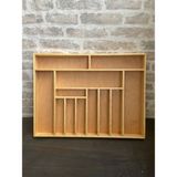 PremiumPort 60X45 cm Ahşap Kaşıklık Çekmece Içi Organizer, Yemek Takımı ve Servis Gereçleri Düzenleyici - Açık Beyaz - Gri - Seçenek 1