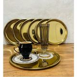 PremiumPort 6'lı Altın Renkli Çelik Yuvarlak Servis Tepsisi, 20 cm - Seçenek 1