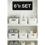 PremiumPort 6'lı Beyaz Çok Amaçlı Banyo Organizer Seti - Ahşap - Bej - Siyah - Seçenek 1