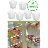 PremiumPort 6'lı Buzdolabı ve Banyo Iç Düzenleyici Seti, Pratik Organizerler - Ahşap - Bej - Siyah - Seçenek 1