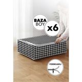 PremiumPort 6'lı Kaz Ayağı Desenli Büyük Boy Porselen Çay Fincanı Takımı - Ahşap