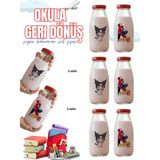 PremiumPort 6'lı Kırmızı Kapak Cam Şişe, 250ML, Partili ve Doğum Günü Temalı - Seçenek 1 - Açık Gri