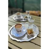 PremiumPort 6'lı Lüx Oval Kahve Sunum Tepsisi, Paslanmaz, 25X20CM - Altın - Gümüş - Bakır - Seçenek 1