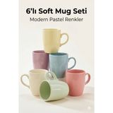 PremiumPort 6'lı Soft Kahve ve Çay Kupası Seti, Fincan Takımı, Espresso ve Türk Kahvesi - Seçenek 1 - Açık Beyaz - Gri