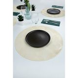PremiumPort 6'lı Yuvarlak Desenli Supla Amerikan Servis Seti 38 Cm, Şık ve Pratik - Ahşap - Bej