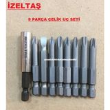 PremiumPort 9 Parça Yıldız Uç Seti Çelik Bits Uzun Düz Tork 50MM - Seçenek 1