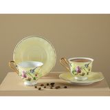 PremiumPort Açık Sarı 4'lü Kahve Fincan Takımı, 2 Kişilik, Bone China, 90 ml - Seçenek 1