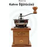 PremiumPort Ahşap Retro Kahve Öğütücü, El Yapımı Klasik Kahve Değirmeni - Altın - Seçenek 1