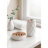 PremiumPort Akrilik Rose Lavabo Seti, 2 Parça, Şık ve Modern Tasarım - Ahşap Bej - Siyah