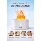 PremiumPort Alev Efektli Hava Nemlendirici ve Aroma Difüzör, LED Işıklı, Sessiz Buhar Makinesi - Ahşap - Bej - Siyah - Seçenek 1