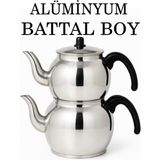 PremiumPort Alüminyum Küre Çaydanlık, Siyah Kulp, Battal Boy, Şık ve Dayanıklı - Antrasit - Seçenek 1
