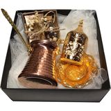 PremiumPort Bakır Döküm Fincan ve Cezve Takımı, Şık ve Dayanıklı Set - Seçenek 1