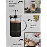 PremiumPort Borosilikat French Press 600ML, Filtre Kahve ve Bitki Çayı Demliği - Seçenek 1 - Ahşap