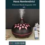 PremiumPort Buhar Makinası Difüzör 7 Renk LED Işıklı, 300ML, Filtresiz, Esansiyel - Ahşap - Bej - Siyah - Seçenek 1