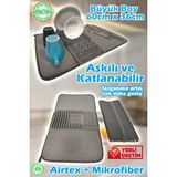 PremiumPort Büyük Boy 36X60 cm Katlanabilir Mikrofiber Bulaşıklık Bez, Pratik ve Kullanışlı - Antrasit - Seçenek 1