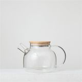 PremiumPort Cam Demlik 1000 Ml, Şeffaf, Modern ve Sağlam Tasarım - Ahşap - Bej - Siyah - Seçenek 1