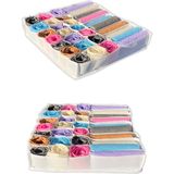 PremiumPort Çekmece Düzenleyici, Petek ve Cepli, 42X32X11 Cm, Çok Bölmeli Organizer - Ahşap - Bej - Siyah - Seçenek 1