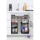 PremiumPort Çift Katlı Çok Amaçlı Mutfak ve Banyo Rafi Seti - Ahşap - Seçenek 1