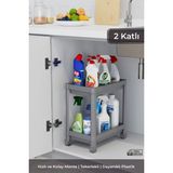 PremiumPort Çift Katlı Tekerlekli Düzenleyici Raf, Banyo ve Mutfak Için Çok Amaçlı - Antrasit - Seçenek 1