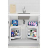 PremiumPort Çift Katlı Üçgen Köşe Raf Seti, Evye ve Banyo Için Organizerler - Ahşap - Bej - Siyah - Seçenek 1