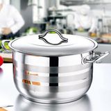 PremiumPort Derin Paslanmaz Çelik Tencere 24X14 Cm, 6,40 L, 2 Parça, Mat Şeritli Kapaklı - Altın - Gümüş - Bakır - Seçenek 1
