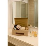 PremiumPort Doğal Jüt Kapaklı Dolap Iç Organizer, 30X23X11 Cm, Çok Amaçlı Saklama - Seçenek 1 - Ahşap - Bej