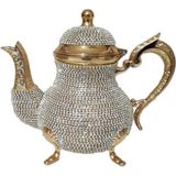 PremiumPort El Işlemeli Bakır Çaydanlık, Kristal Taş Detaylı, 1500 Ml, Renkli - Altın - Seçenek 1