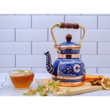 PremiumPort El Işlemeli Nostaljik Bakır Demlik 1,3 Litre, Çaydanlık ve Su Isıtıcı - Ahşap - Ceviz - Seçenek 1