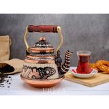 PremiumPort El Işlemeli Nostaljik Çaydanlık, Bakır Demlik, Su Isıtıcı, 1.6 Litre - Ahşap - Seçenek 1