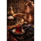 PremiumPort El Işlemesi Bakır Çaydanlık, Papatya Desenli, Büyük Boy, Zarif Tasarım - Altın - Seçenek 1