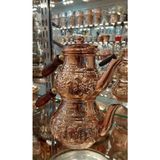PremiumPort El Yapımı Bakır Çaydanlık ve Demlik, Zımba Desenli, Gümüş Renk, Küçük Boy - Altın - Seçenek 1