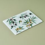 PremiumPort Elma Yeşili Olive Cam Kesme Tahtası 35X25 Cm, Şık ve Dayanıklı Tasarım - Açık Beyaz - Gri - Seçenek 1