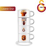 PremiumPort Galatasaray Lisanslı 4 Kişilik Standlı Çay Fincan Takımı 180 ml - Seçenek 1 - Açık Gri