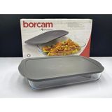 PremiumPort Gri Kapaklı Borcam Tepsi 3850 cc 40X25 Cm, Şık ve Dayanıklı Tasarım - Antrasit - Seçenek 1